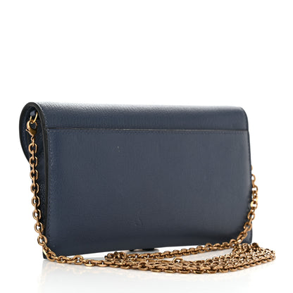 Christian Dior Goatskin Saddle Long Wallet With Chain Dark Blue 4 of 14