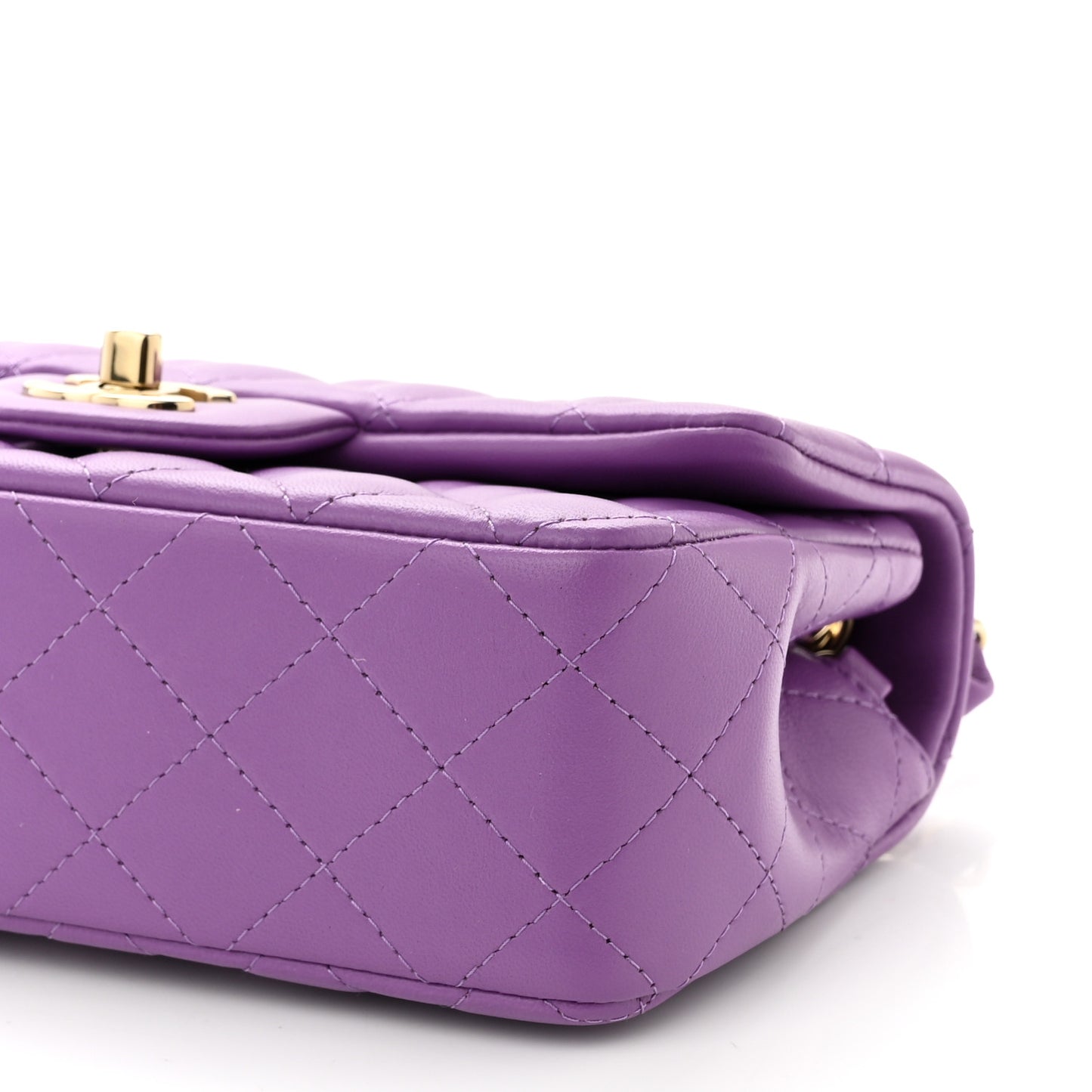 Lambskin Quilted Mini Rectangular Flap Purple
