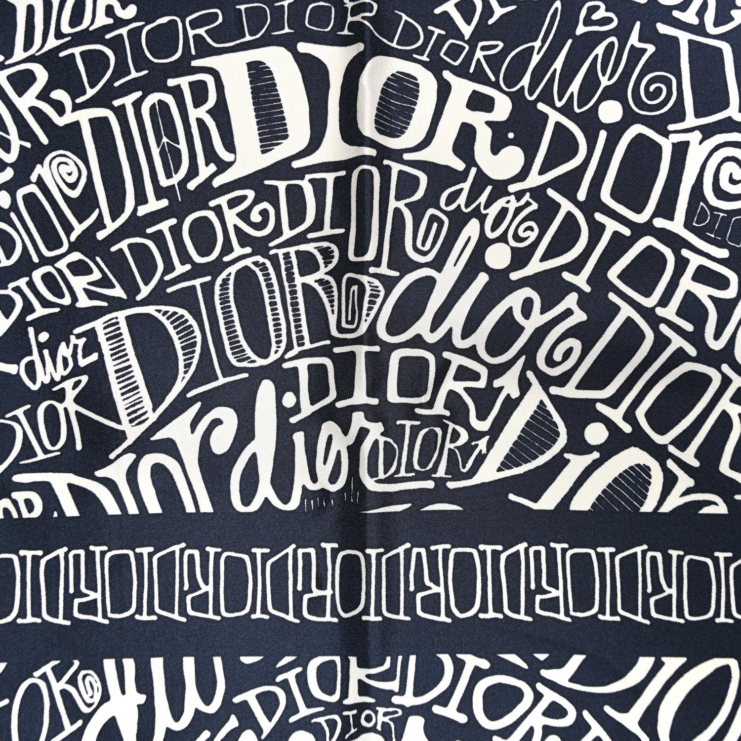 Christian Dior X SHAWN STUSSY Silk Printed Square Scarf Blue White 2 of 3