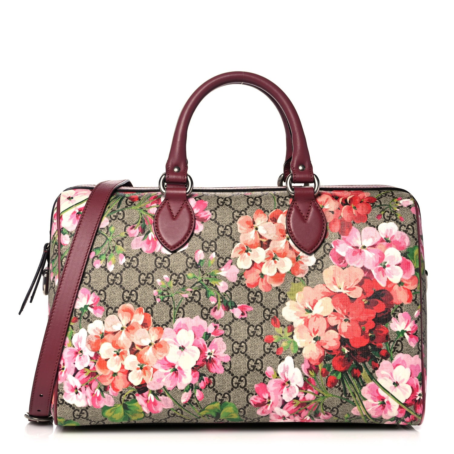 Gucci GG Supreme Monogram Blooms Medium Boston Beige Multicolor Dry Rose 1 of 13