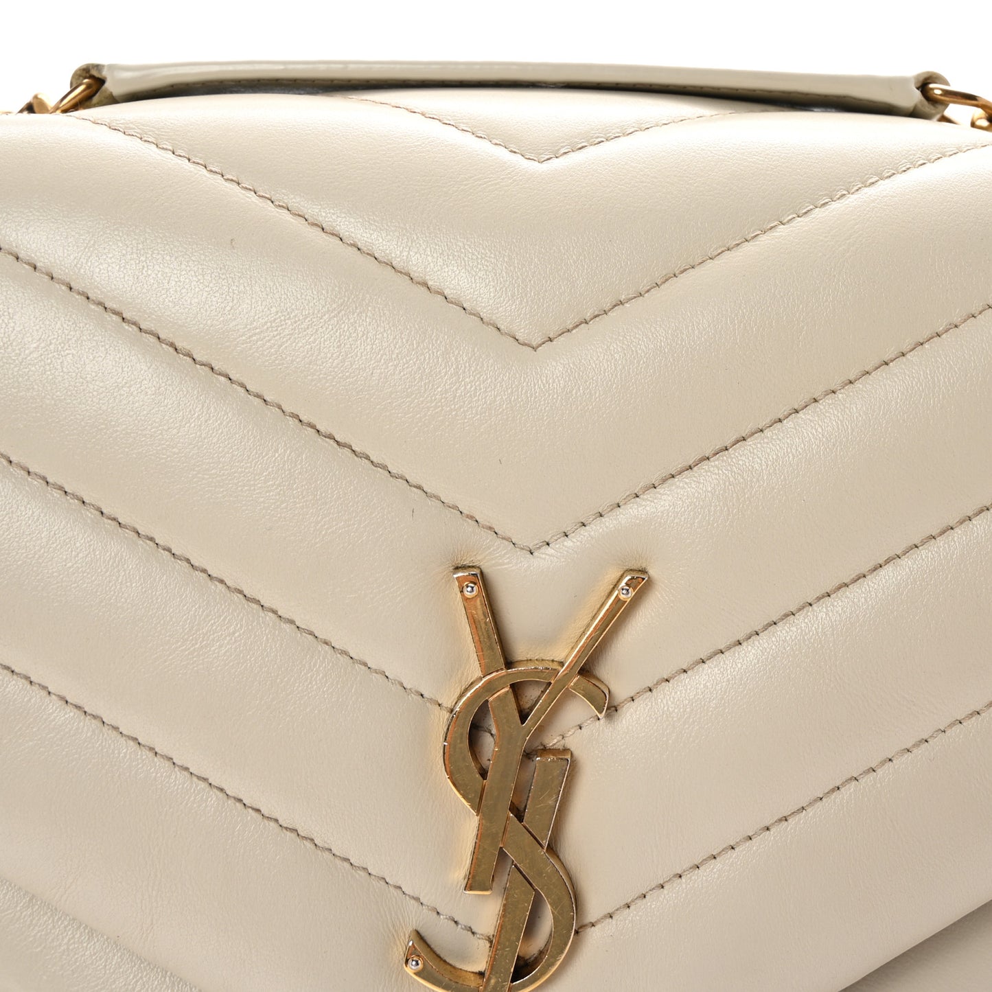 Calfskin Y Quilted Monogram Medium Loulou Chain Satchel Crema Soft