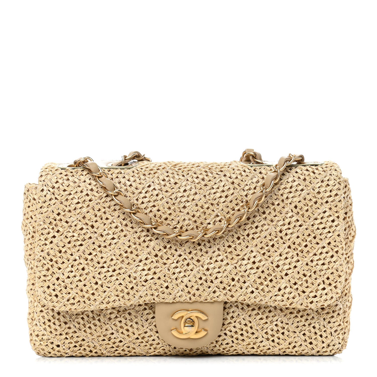 Chanel Raffia Crochet Medium Single Flap Bag Beige 1 of 4
