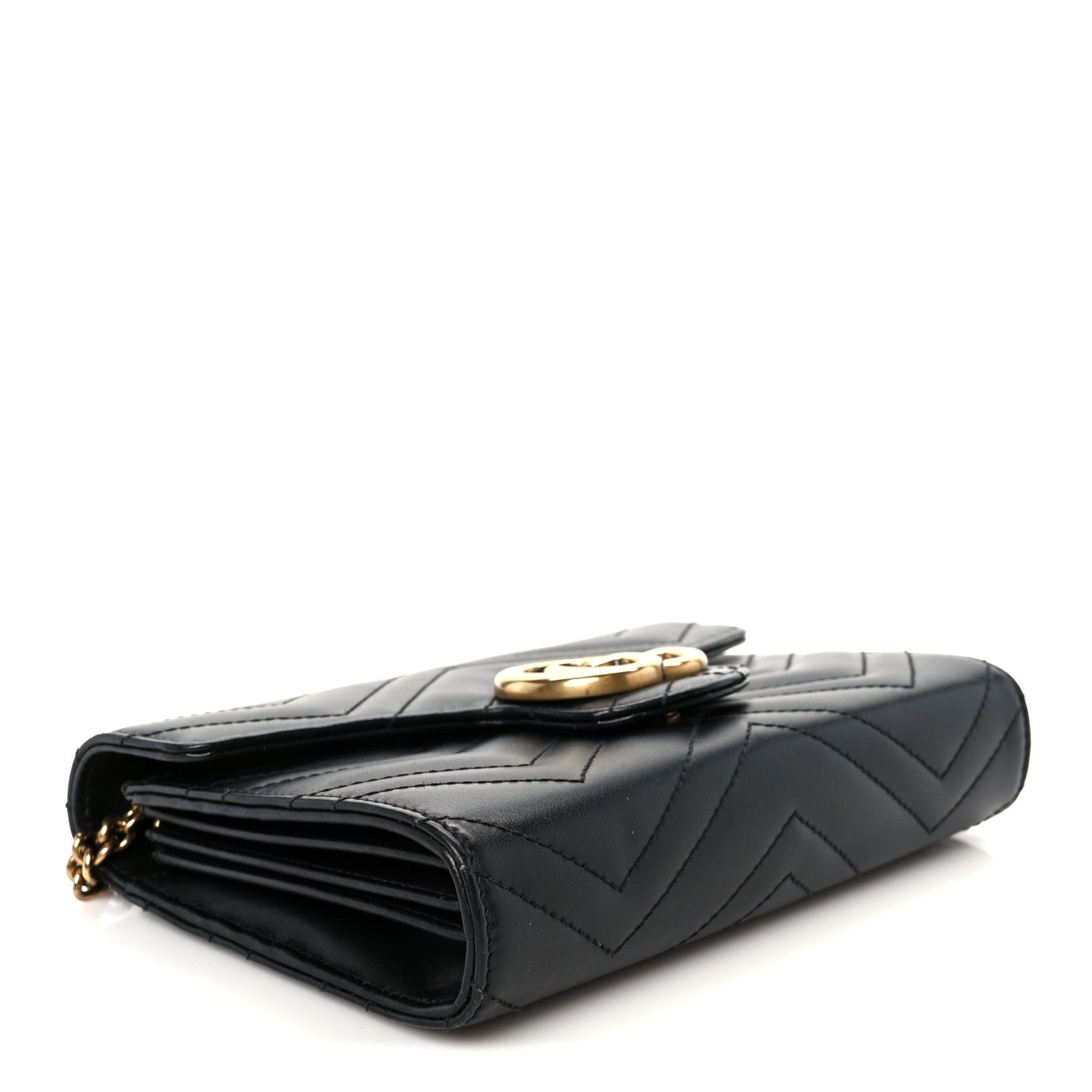 Gucci Calfskin Matelasse GG Marmont Chain Wallet Black 4 of 10