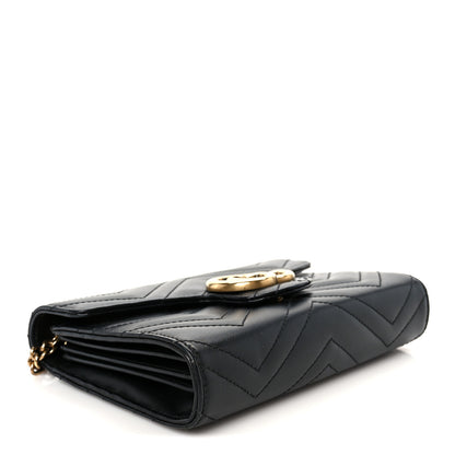 Gucci Calfskin Matelasse GG Marmont Chain Wallet Black 4 of 10