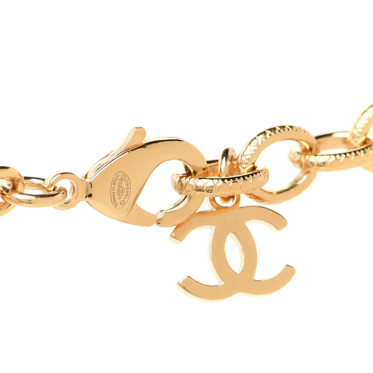 Crystal Chain Link CC Choker Necklace Gold