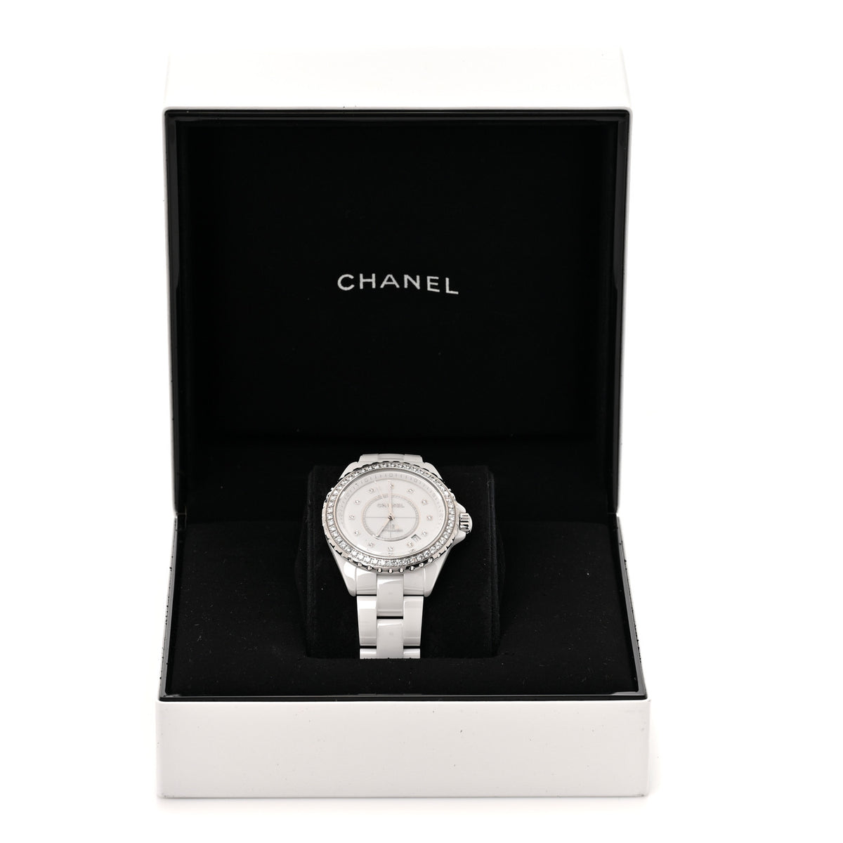 Stainless Steel Ceramic Diamond Bezel 38mm J12 Automatic Watch White