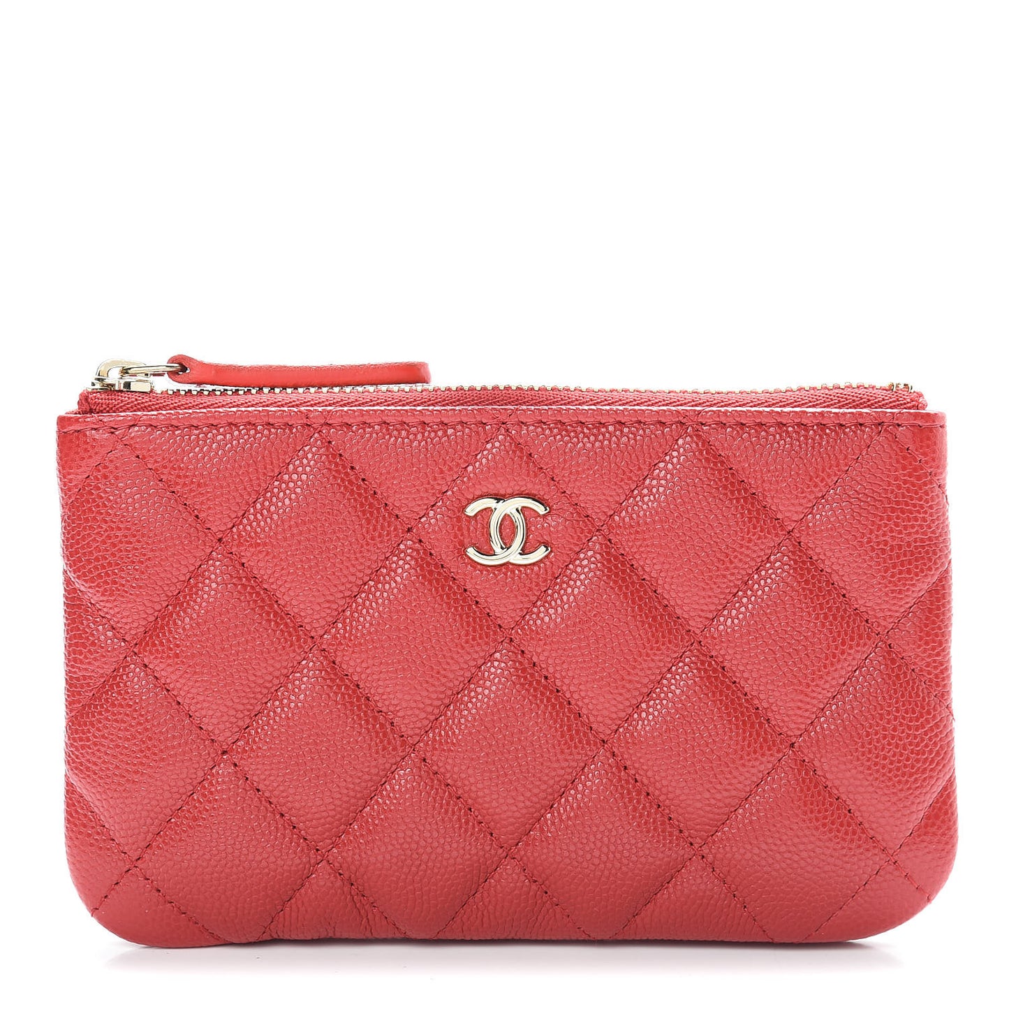 Caviar Quilted Small Cosmetic Case Red
