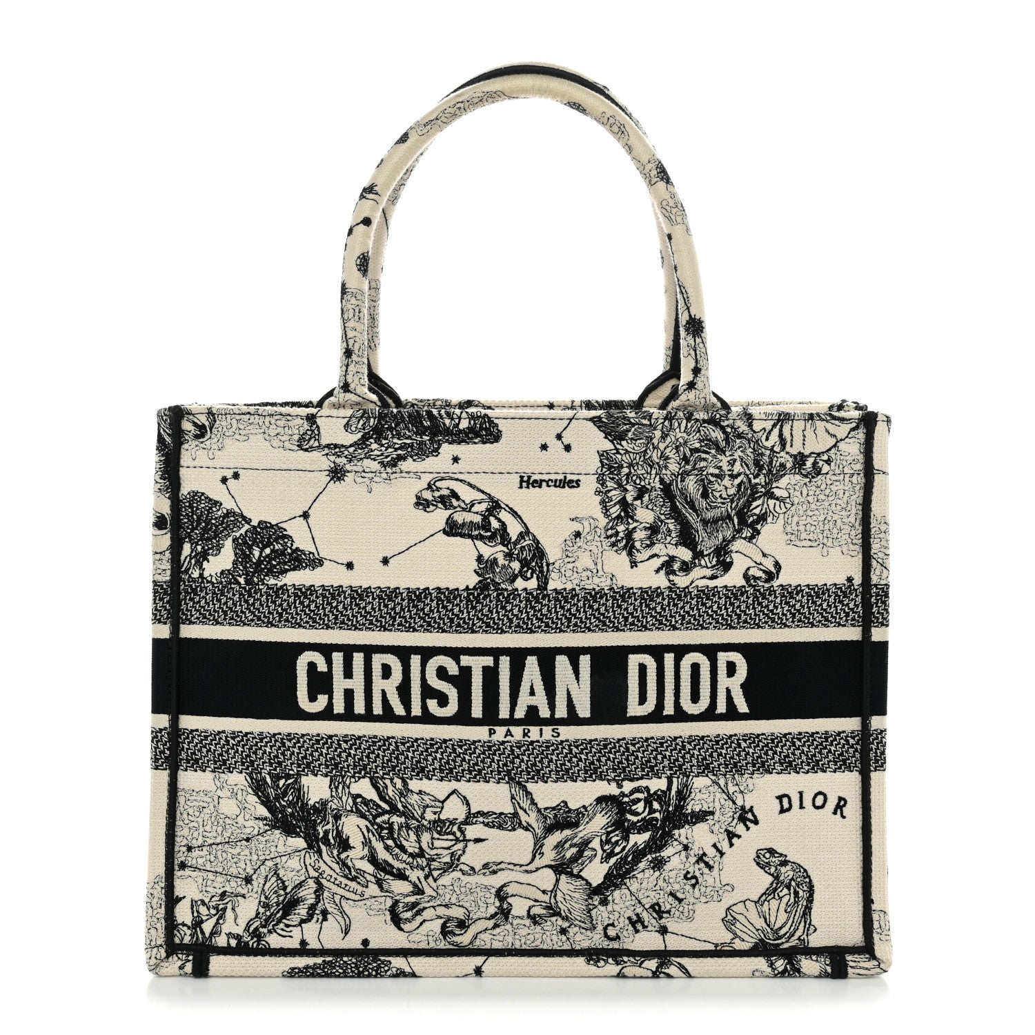 Christian Dior Canvas Zodiac Toile De Jouy Embroidered Medium Book Tote Latte 1 of 11