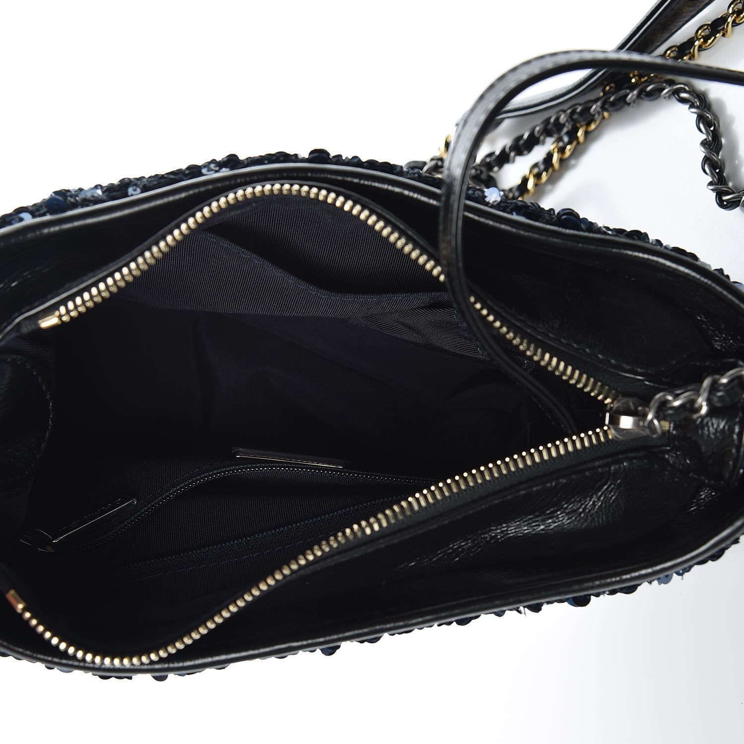 Chanel Sequin Calfskin Small Gabrielle Hobo Black Blue 5 of 9