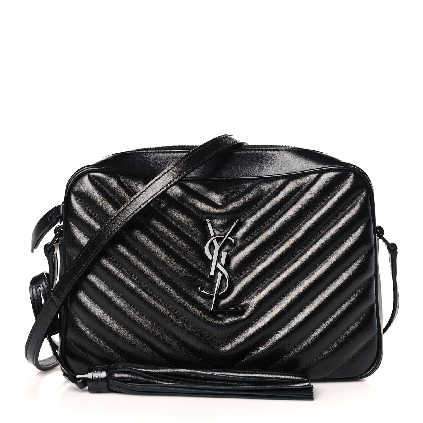 Calfskin Matelasse Monogram Lou Camera Bag Black