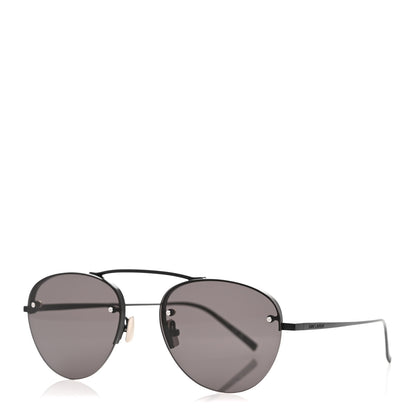 Saint Laurent Metal Round Aviator SL 575 Sunglasses Black 1 of 8