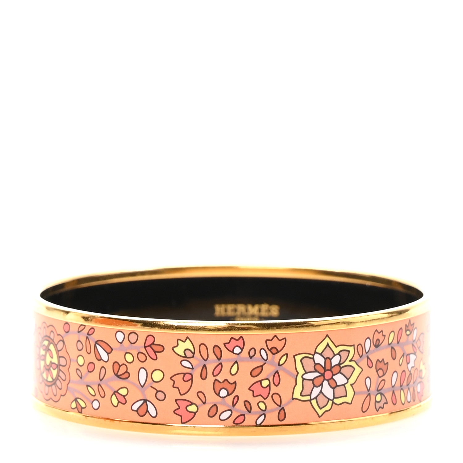 Hermes Enamel Printed Wide L'Arbre De Vie Bracelet 70 Orange 1 of 5