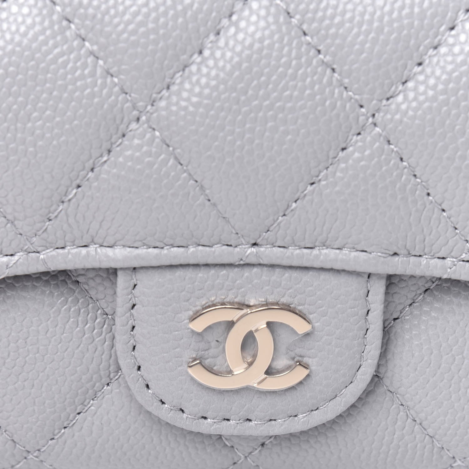 Chanel Caviar Quilted Flap Card Holder Wallet Grey 11 of 11