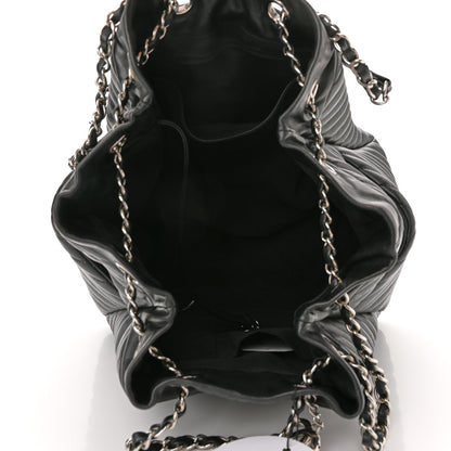Chanel Lambskin Chevron Large Urban Spirit Drawstring Bag Black 5 of 10