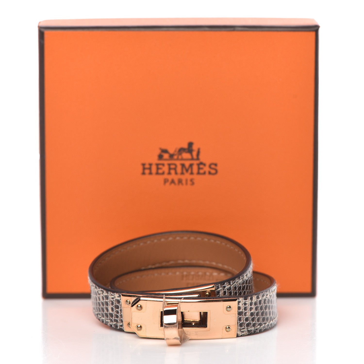 Hermes Lizard Kelly Double Tour Bracelet T1 Ombre 7 of 7