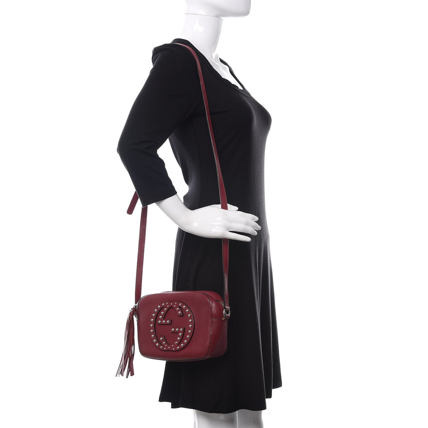 Pebbled Calfskin Studded Small Soho Disco Bag Soft Burgundy