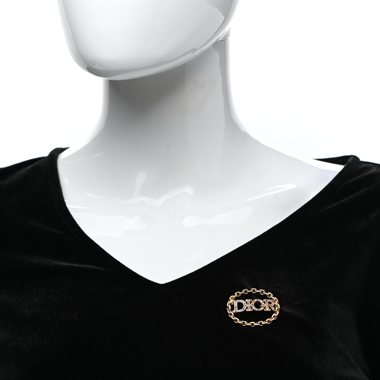 Christian Dior Crystal Dior(r)evolution Logo Brooch Gold Multicolor 2 of 4