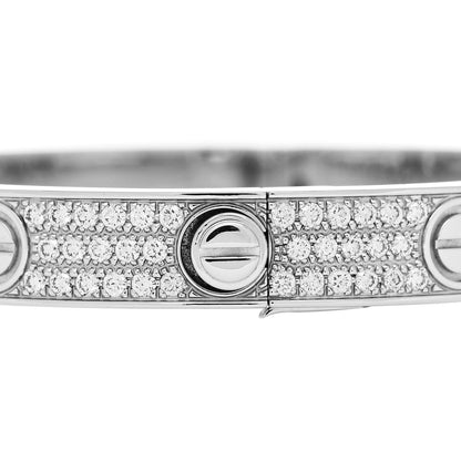 Cartier 18K White Gold Diamond LOVE Paved Bracelet 16 4 of 6