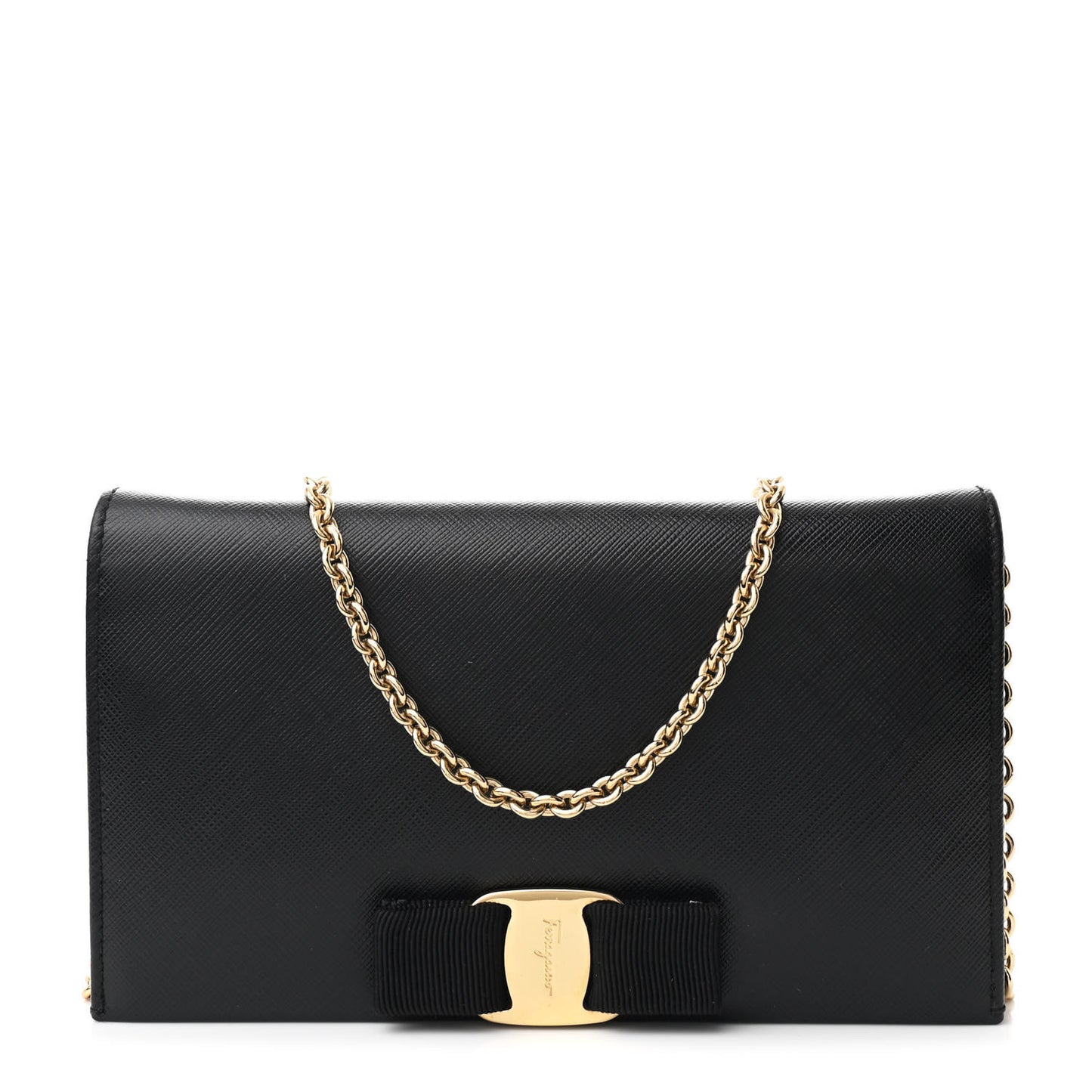Hammered Calfskin Vara Wallet On Chain Black