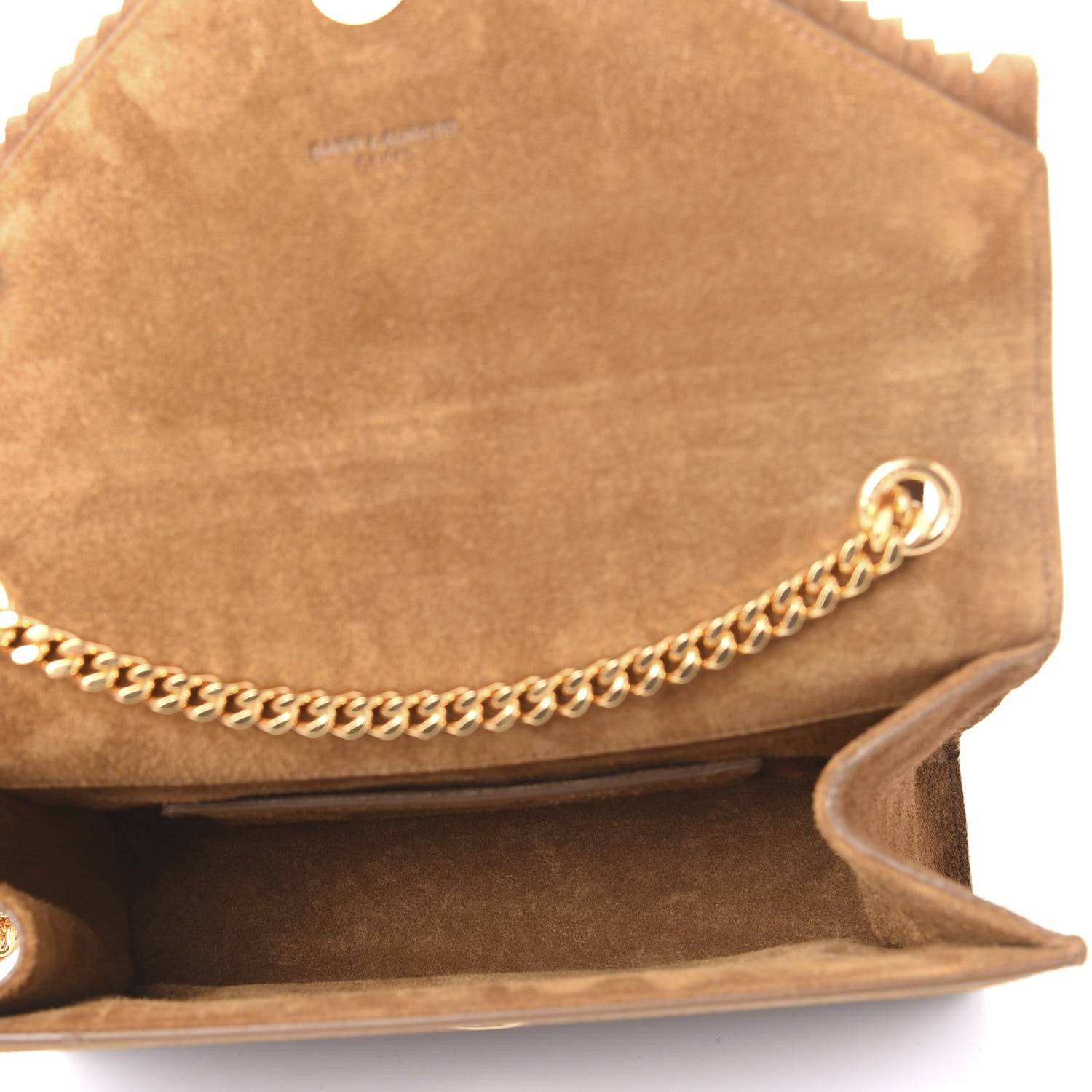 Saint Laurent Suede Fringe Small Monogram Satchel Light Ocre 4 of 9