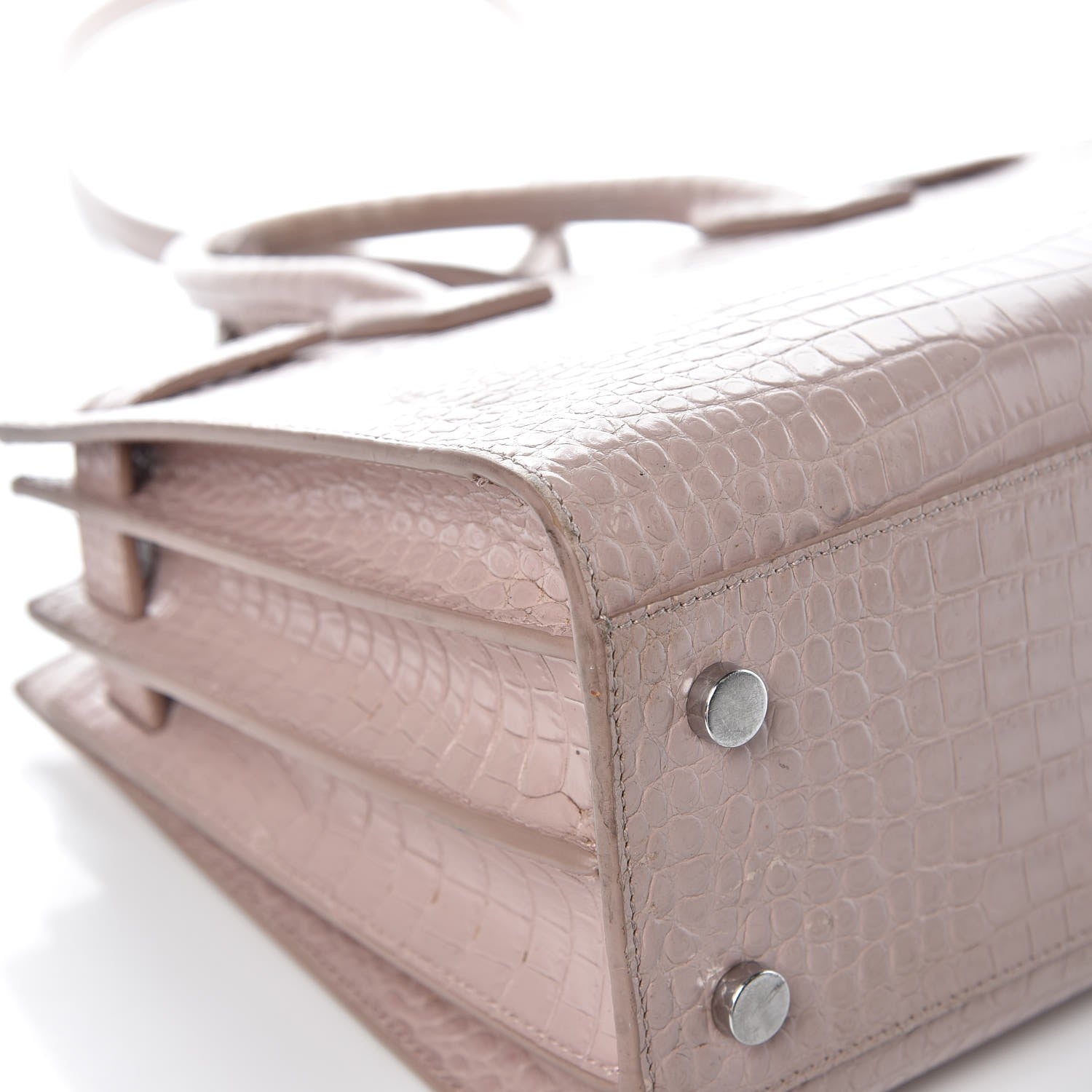 Saint Laurent Calfskin Crocodile Embossed Baby Sac De Jour Rose Antic 26 of 29