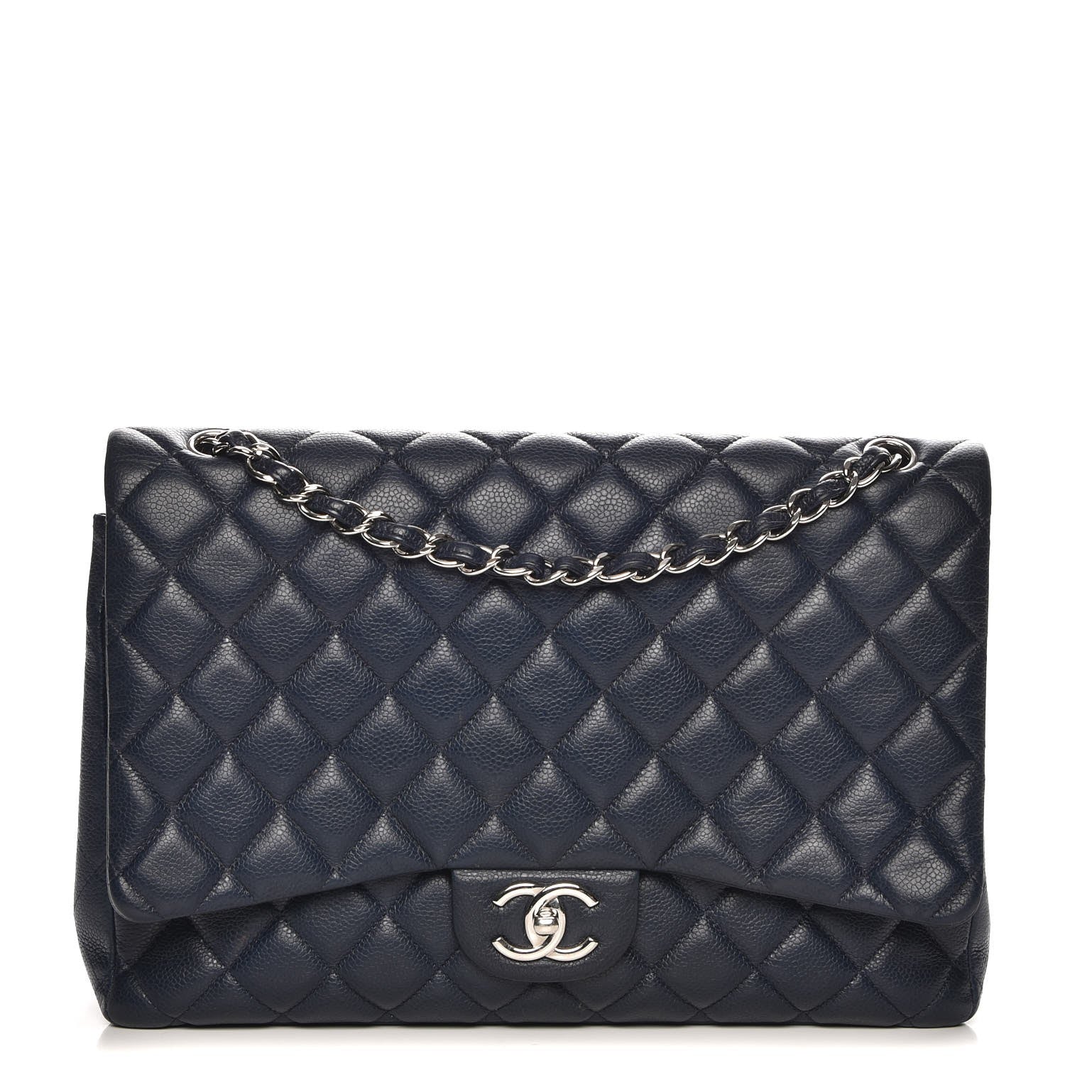 Chanel Caviar Quilted Maxi Double Flap Navy Blue 1 of 7