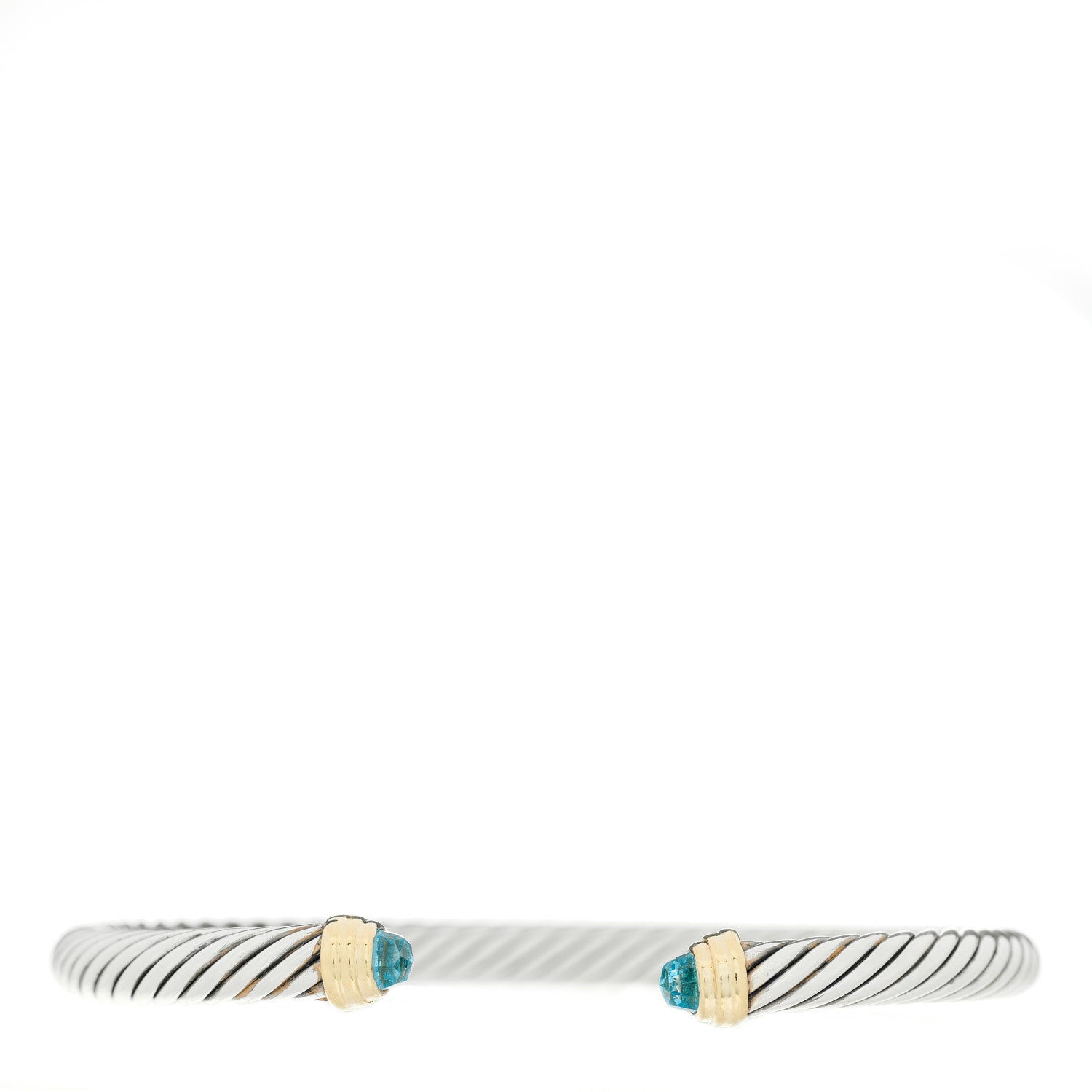 David Yurman Sterling Silver 14K Yellow Gold Blue Topaz 5mm Cable Classics Petite Color Bracelet 1 of 5