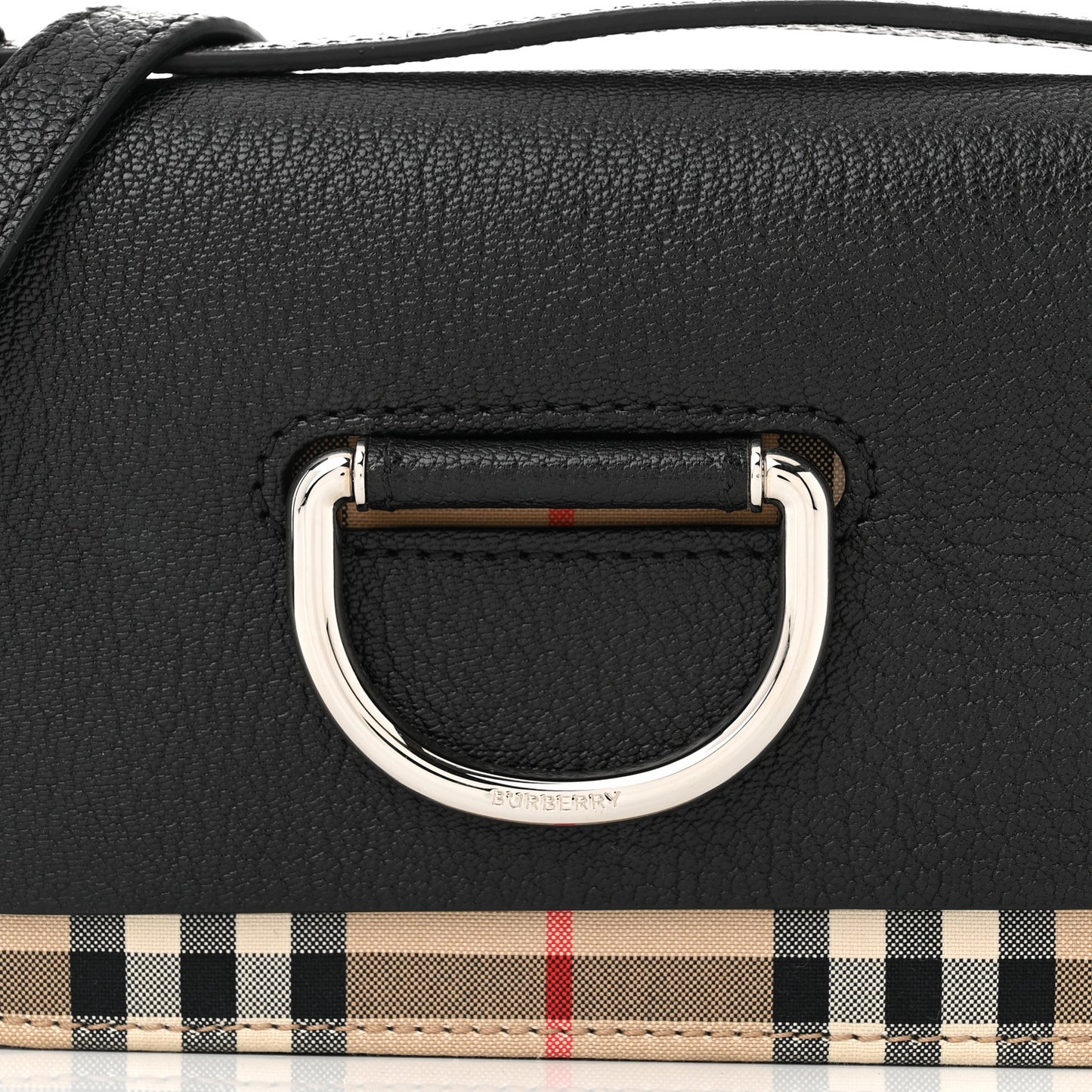 Goatskin Vintage Check Mini D-Ring Bag Black