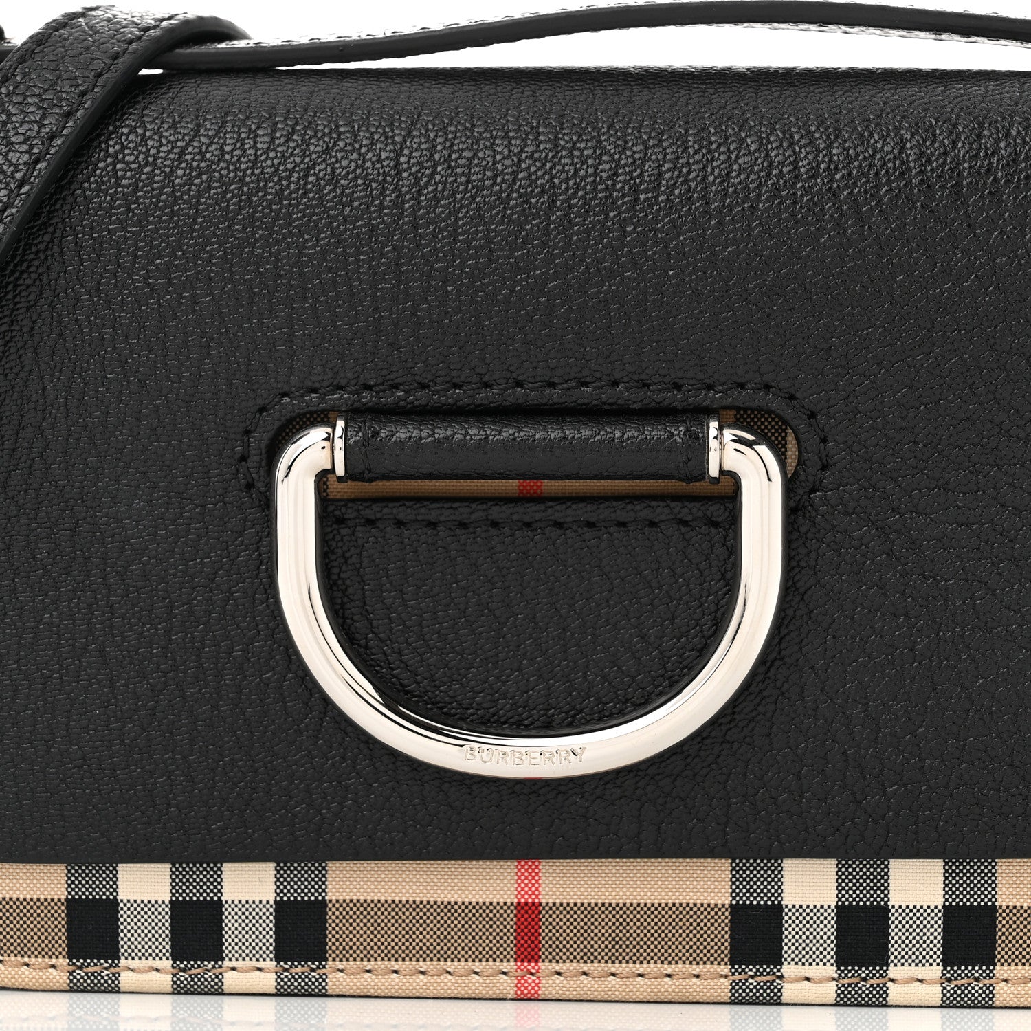 Burberry Goatskin Vintage Check Mini D-Ring Bag Black 7 of 10