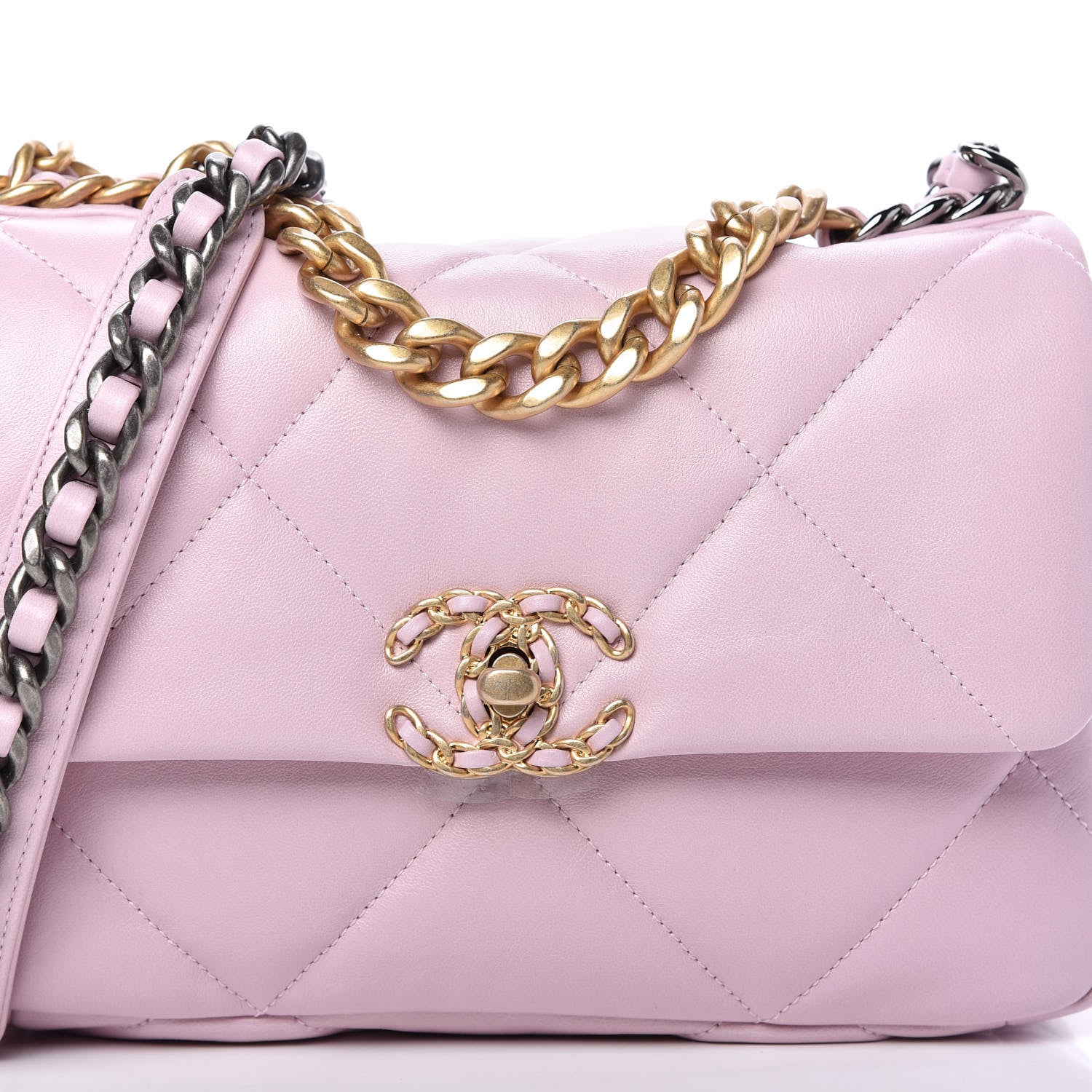 Chanel Lambskin Quilted Medium Chanel 19 Flap Light Pink 10 of 11