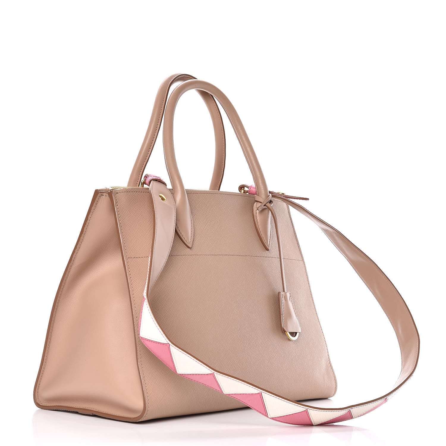 Prada Saffiano City Calfskin Greche Medium Paradigme Bag Cammeo Begonia 4 of 18