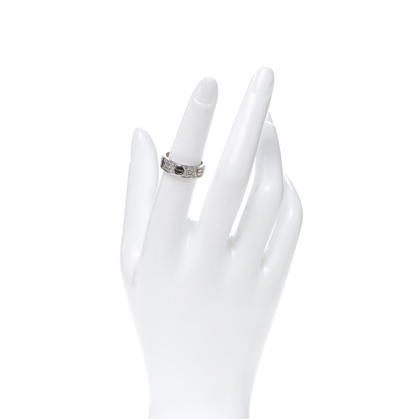 18K White Gold Diamond 5mm LOVE Wedding Paved Band Ring 52 6