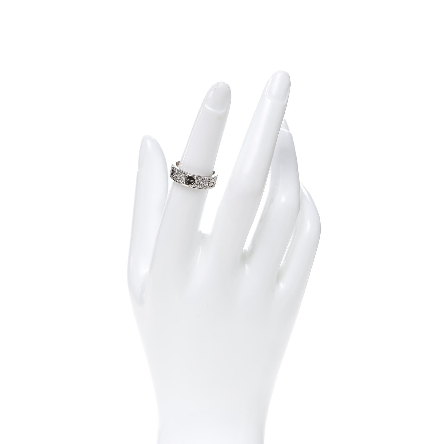 Cartier 18K White Gold Diamond 5mm LOVE Wedding Paved Band Ring 52 6 2 of 6