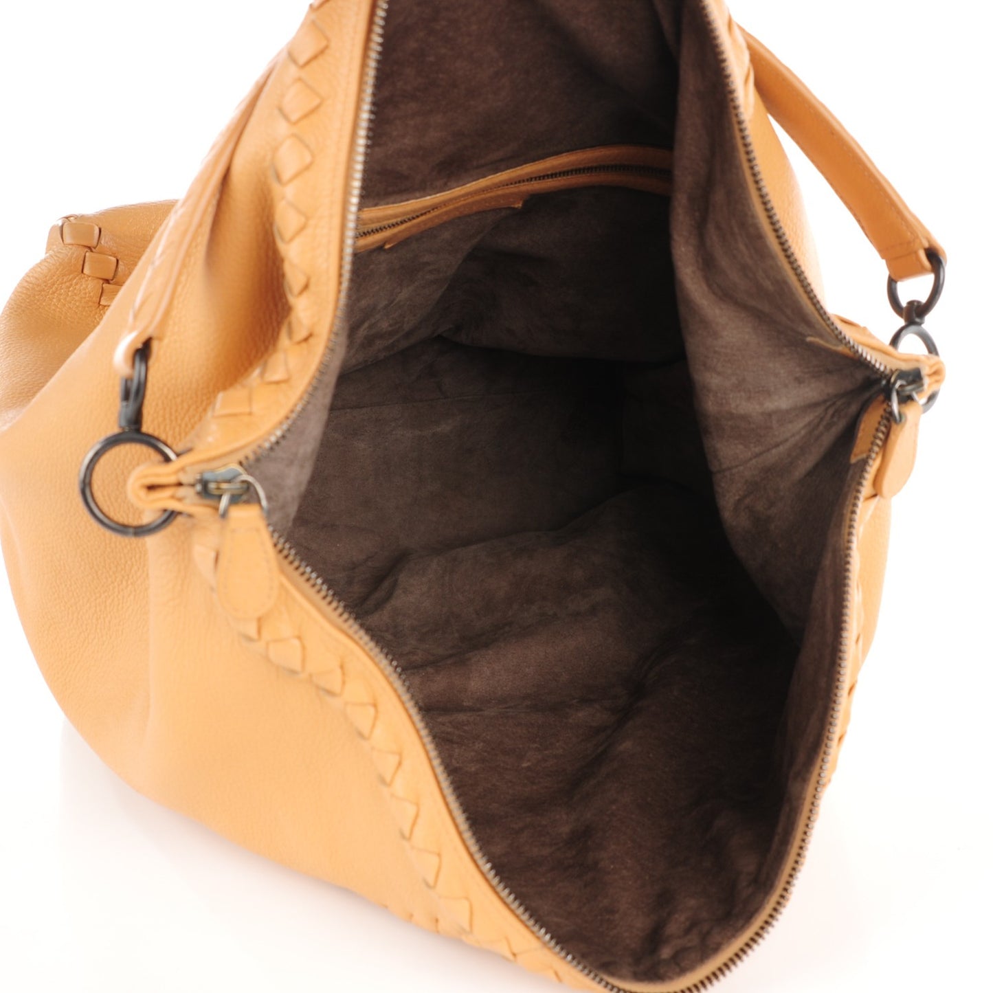 Washed Cervo Deerskin Large Hobo Carmel