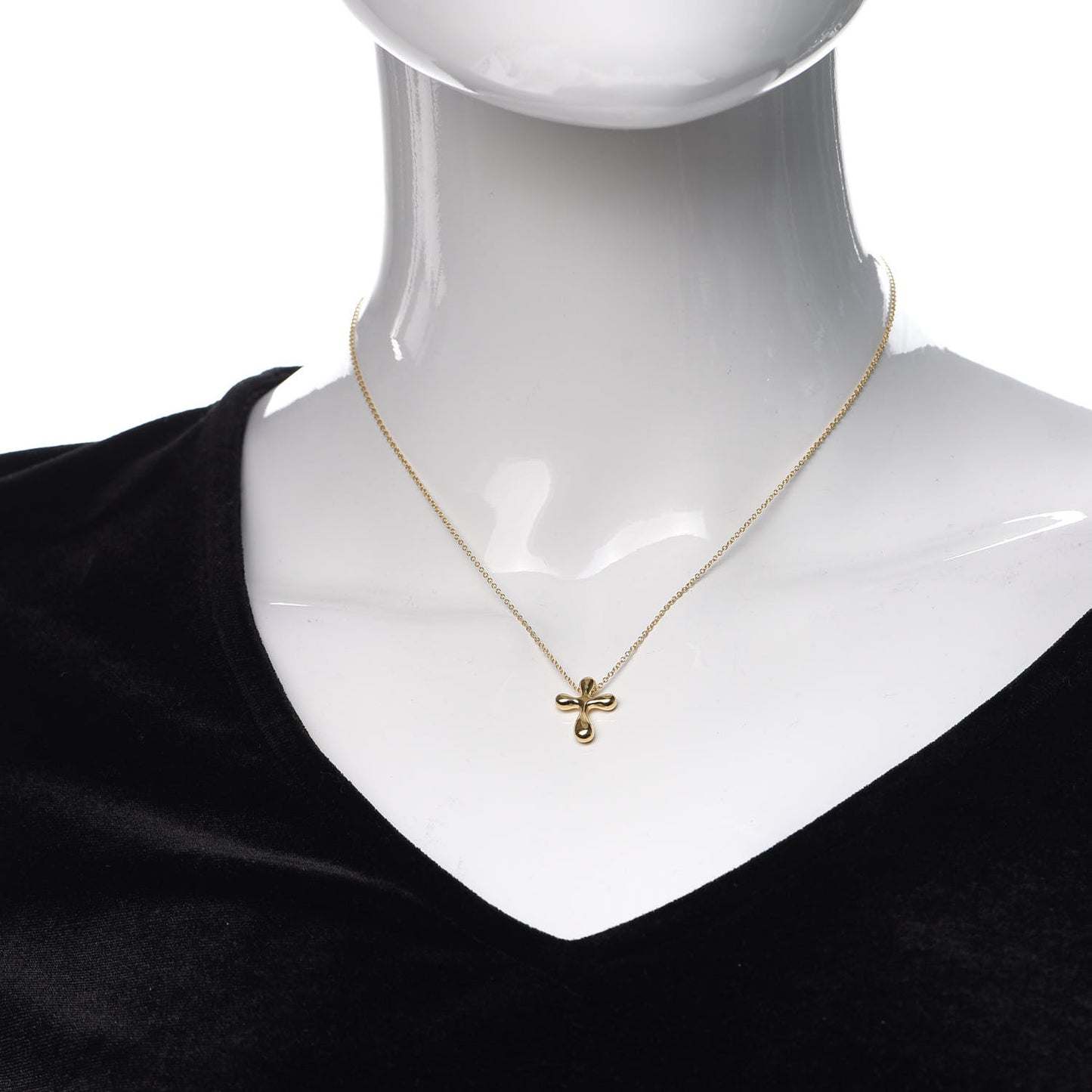 18K Yellow Gold 12mm Elsa Peretti Cross Pendant Necklace