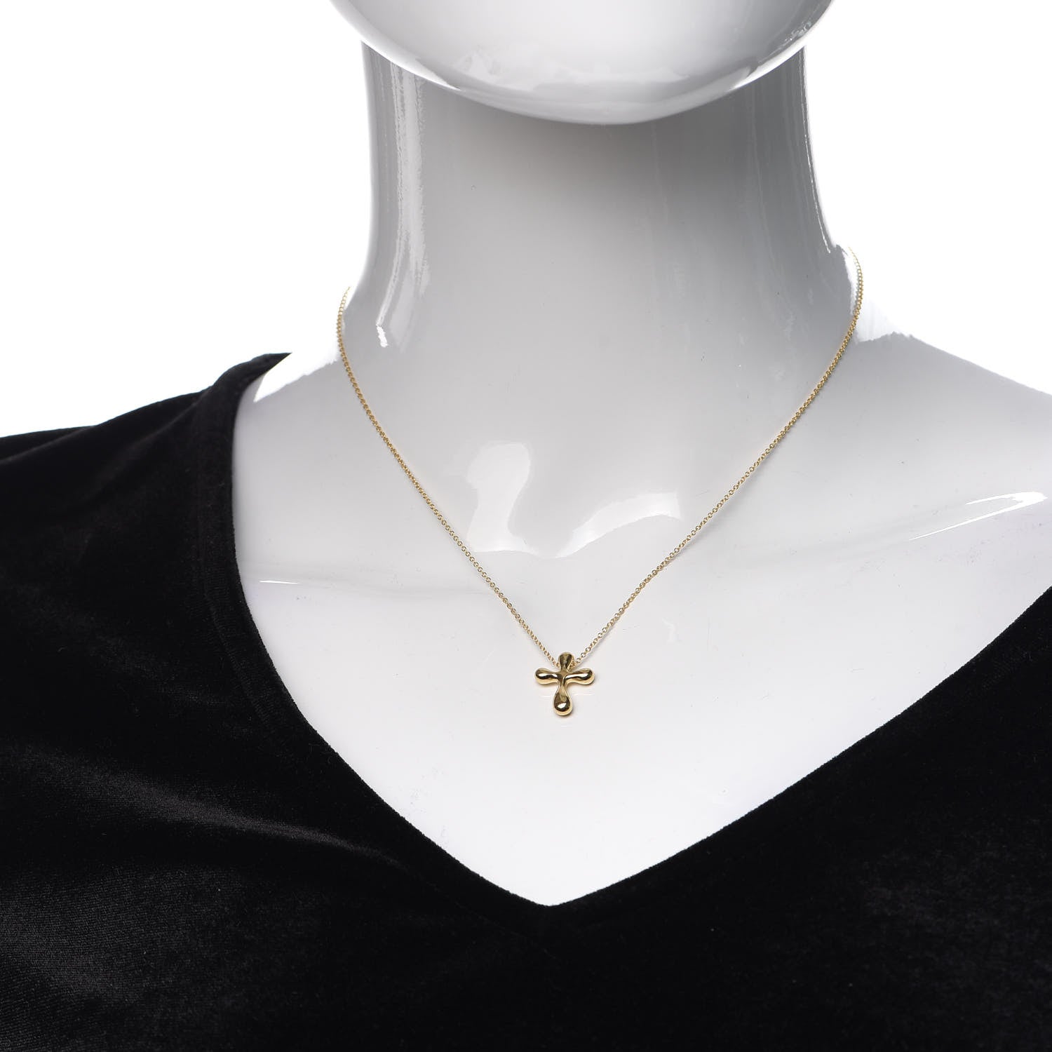 Tiffany 18K Yellow Gold 12mm Elsa Peretti Cross Pendant Necklace 2 of 4