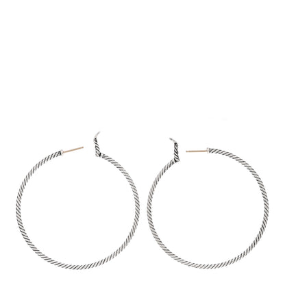 David Yurman Sterling Silver Extra Large Cable Classics Hoop Earrings 3 of 4