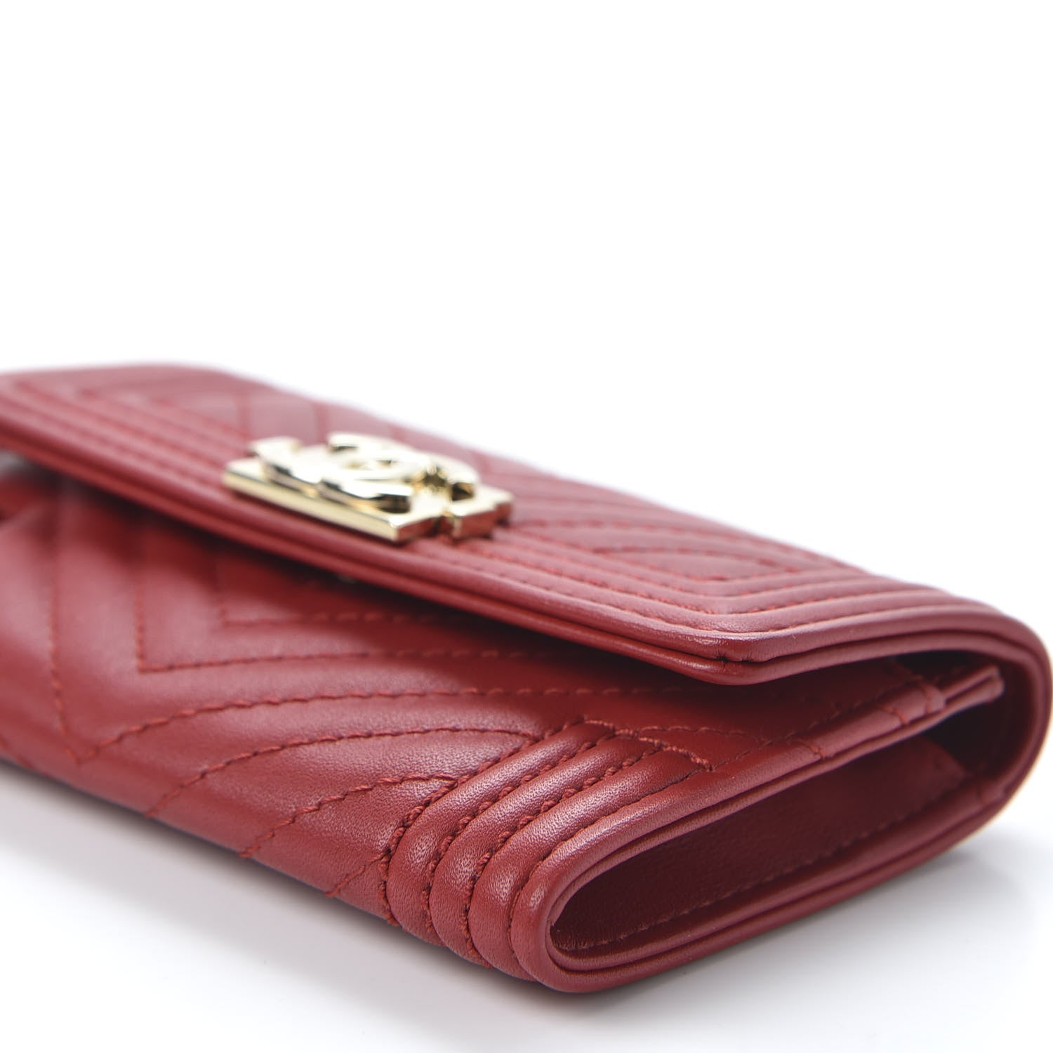 Chanel Lambskin Quilted Boy Flap Card Holder Red 6 of 10