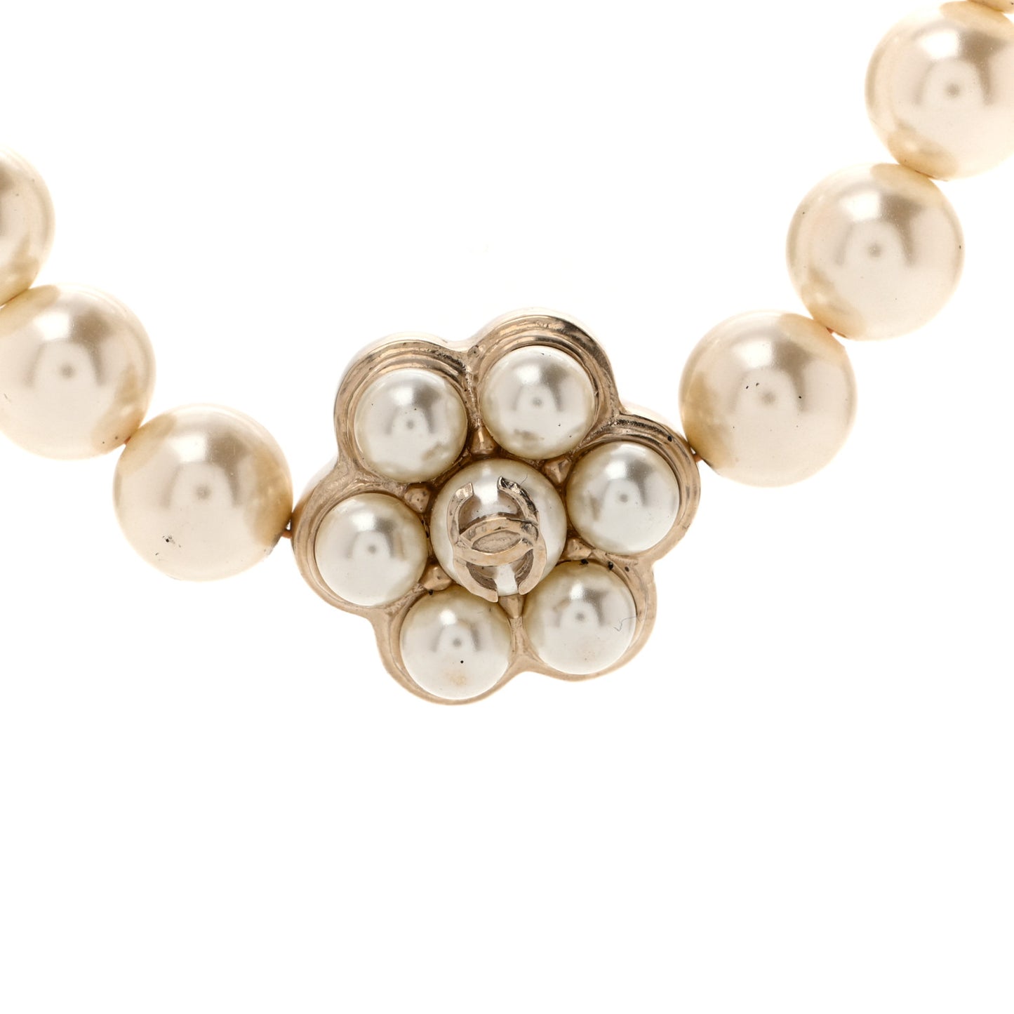 Pearl CC Camellia Long Necklace Gold