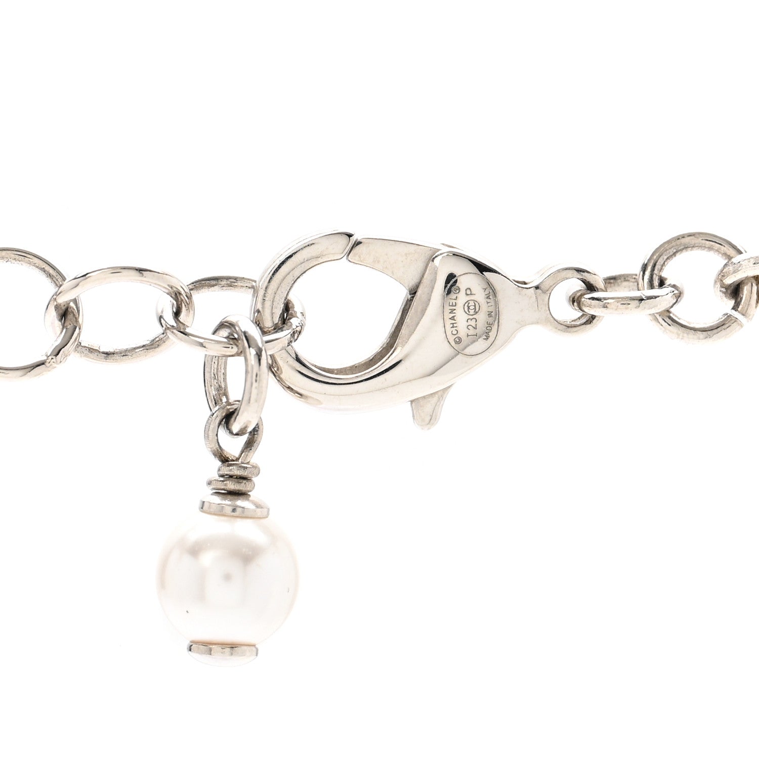 Chanel Pearl Star CC Long Necklace Green White Silver 5 of 6