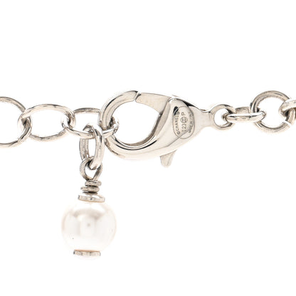 Chanel Pearl Star CC Long Necklace Green White Silver 5 of 6