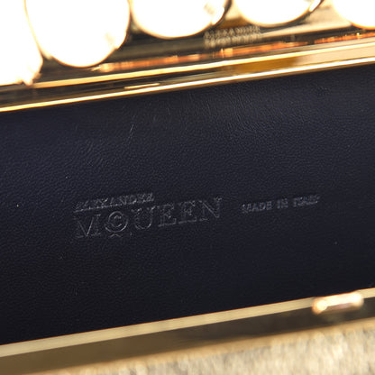 Alexander McQueen Metallic Lambskin Skull Knuckle Box Clutch Gold 7 of 9