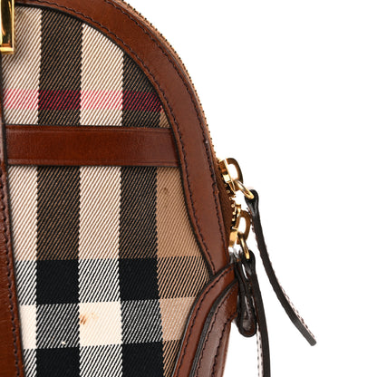 Burberry Bridle Calfskin House Check Small Orchard Bowling Bag Dark Tan 17 of 20
