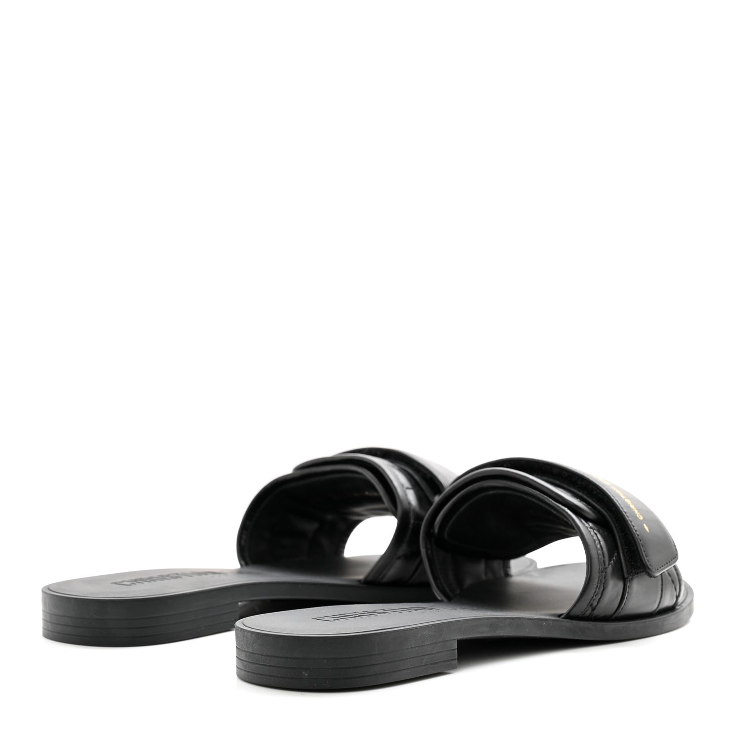 Calfskin Cannage Dio(r)evolution Slide Sandals 37 Black