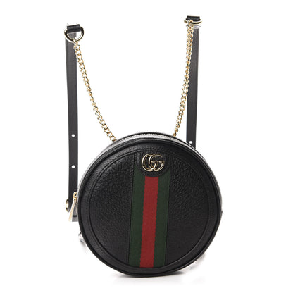 Gucci Grained Calfskin Web Mini Ophidia Round Backpack Black 1 of 10