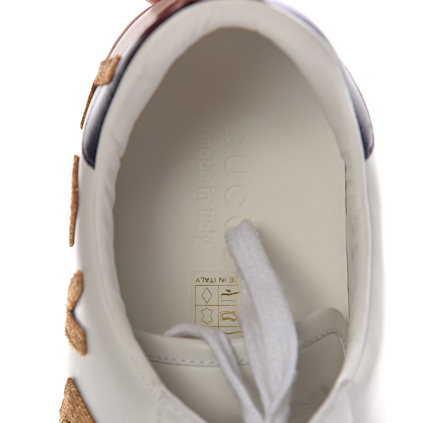 Calfskin Nappa Web LOVED Embroidered Mens Ace Sneakers 9 White Red Flame Notte