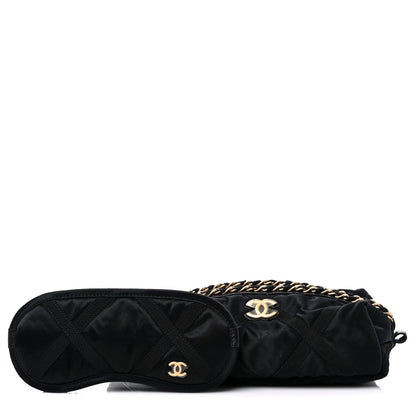 Chanel Nylon Grosgrain Lifestyle Pouch With Sleep Mask Black 1 of 12