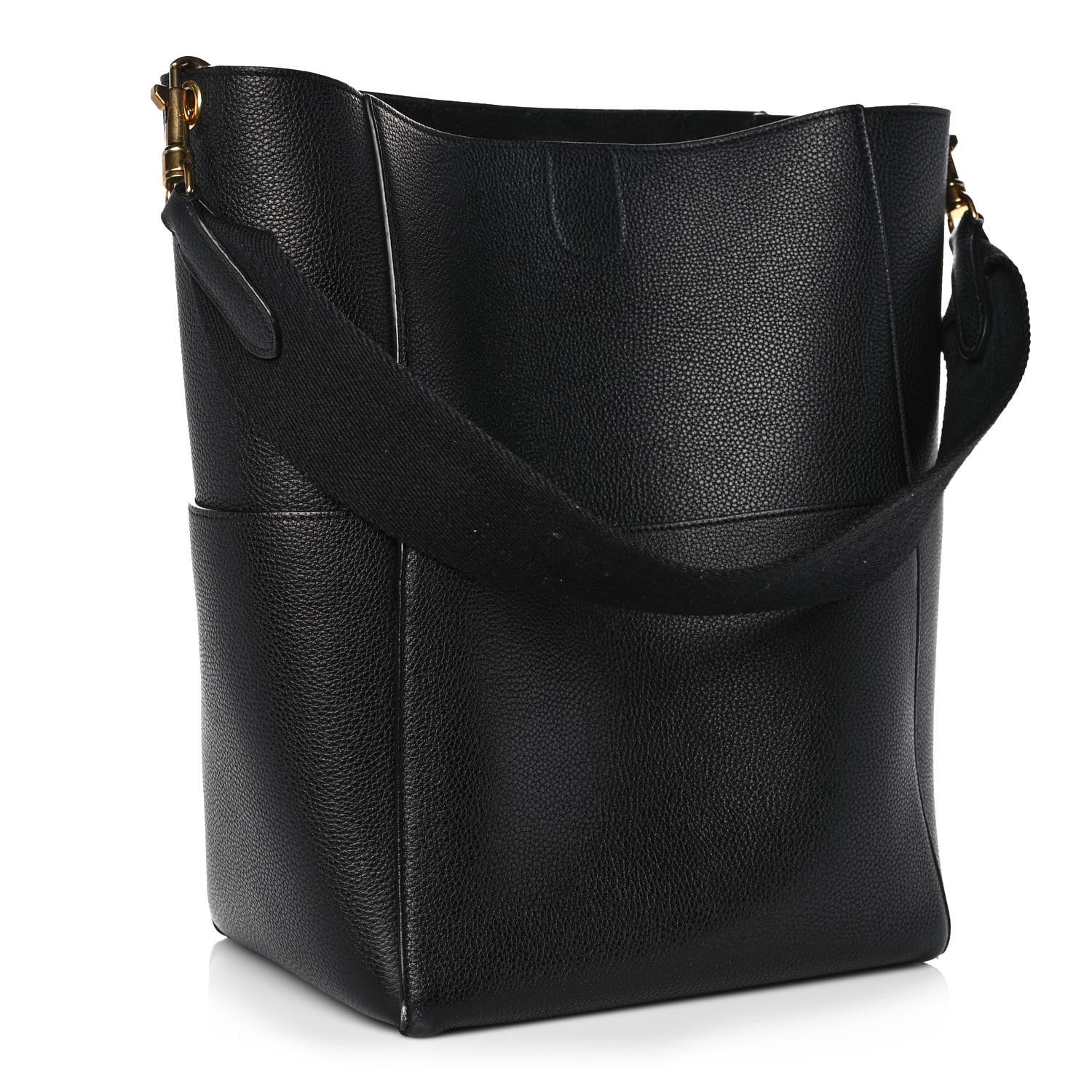 Celine Soft Grained Calfskin Sangle Bucket Bag Black 3 of 11