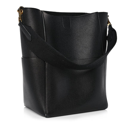 Celine Soft Grained Calfskin Sangle Bucket Bag Black 3 of 11