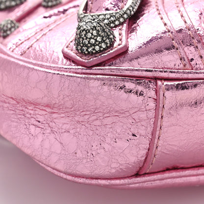 Balenciaga Metallic Agneau Arena Crystal Le Cagole Mini Purse With Chain Met Pink 6 of 7